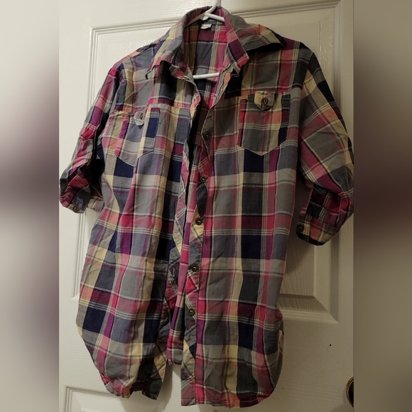 Mei Na Paid Button Down Shirt size 8 - Picture 1 of 6
